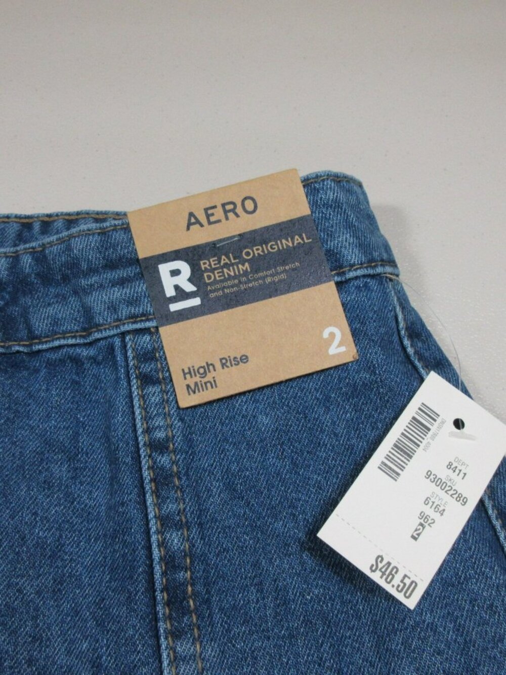 AERO womens dark wash high rise button down frayed denim mini skirt 2 NWT - Picture 3 of 7